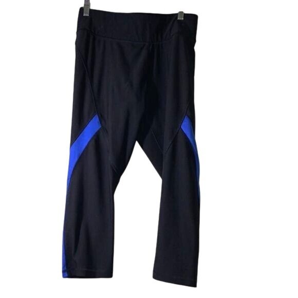X-Pro Womens Athletic Leggings Size XL Black Blue Polyester Spandex - Picture 1 of 7